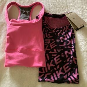🩷2 Nike Racerback Tank Tops Pink/Black Sz Small & Medium